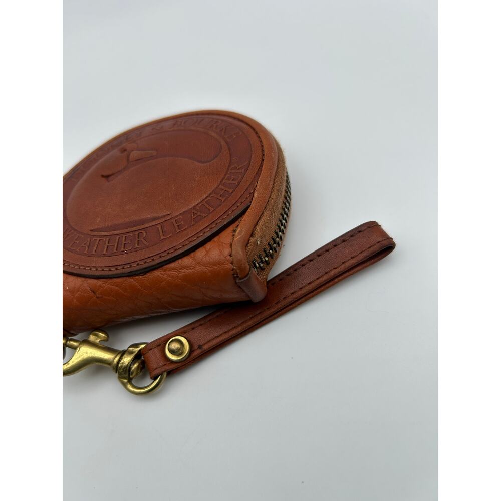 Vintage Dooney & Bourke Coin Purse All Weather Leather Duck Logo Brown Zip Pouch - Picture 3 of 6